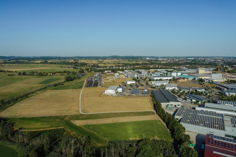 Luftaufnahme des Gewerbegebiets Süd-Ost III