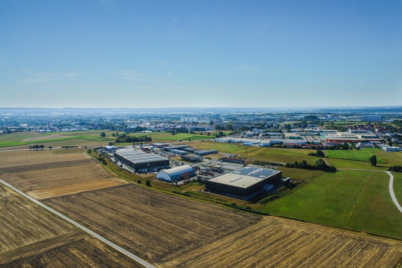 Luftaufnahme des Gewerbeparks Roßfeld